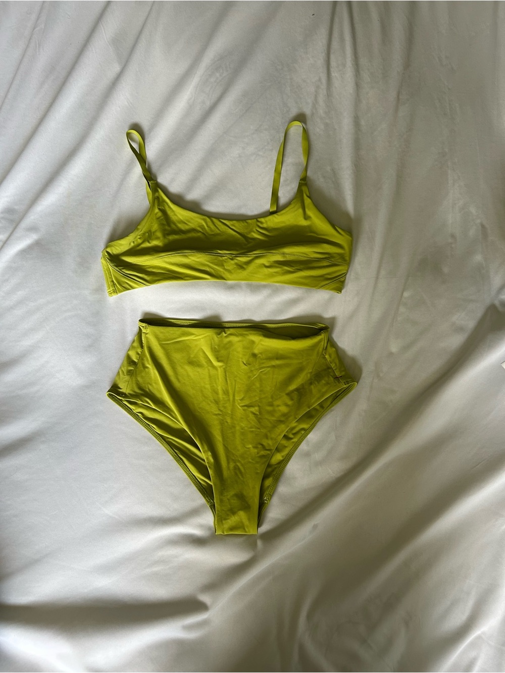 High-Waisted Lime Green Bikini Set